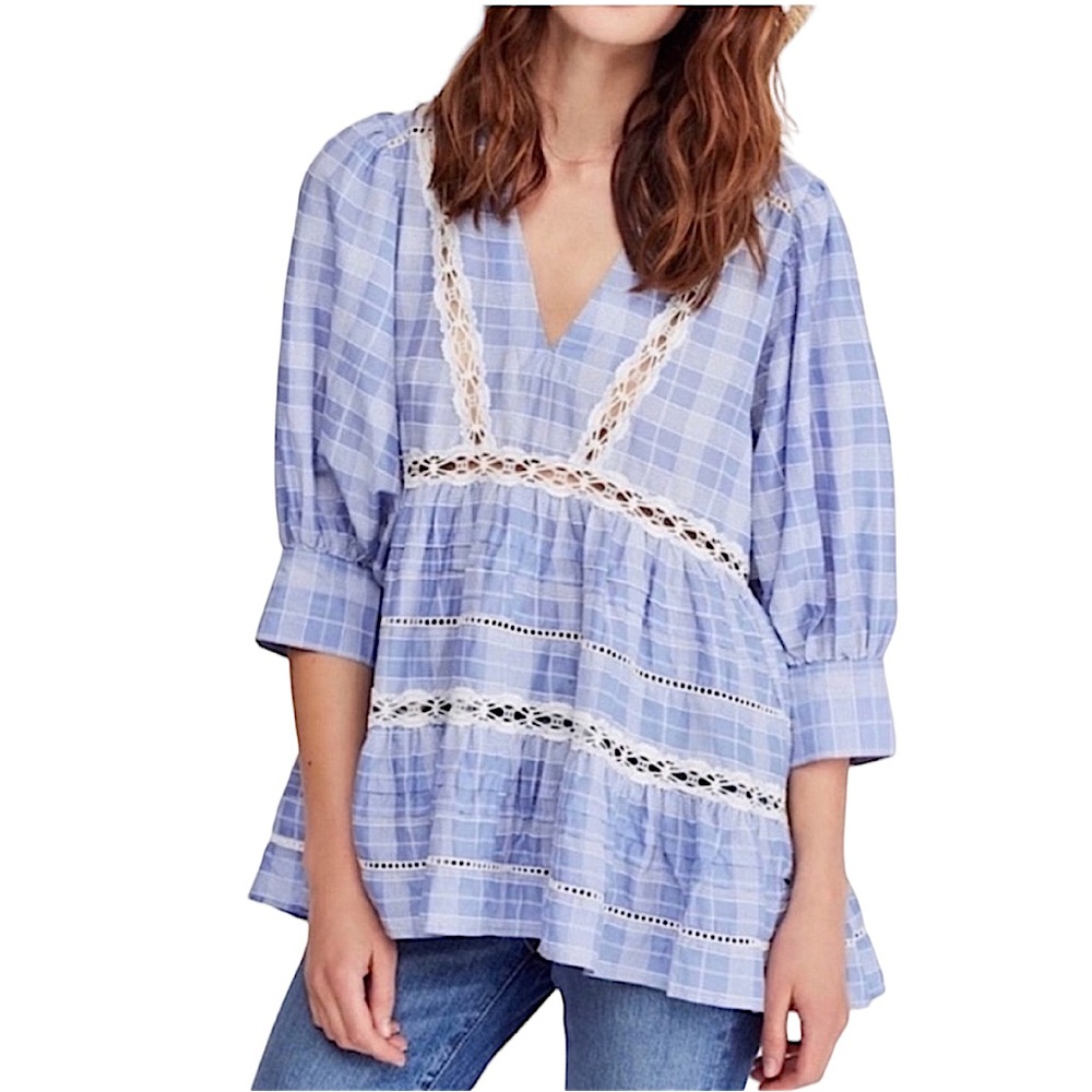 FREE PEOPLE: Time out Lace Tunic Top - Size Small